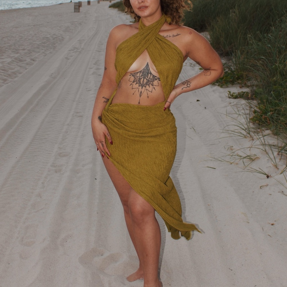 Olive Green Wrap Dress